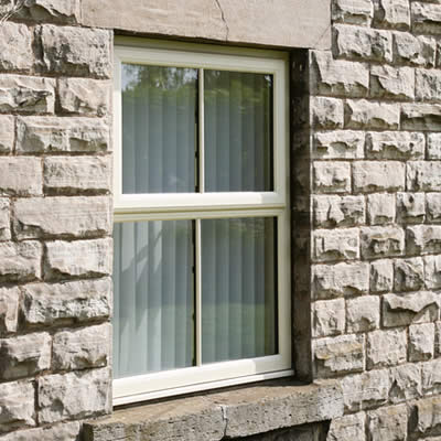 Casement window top hung opening in white