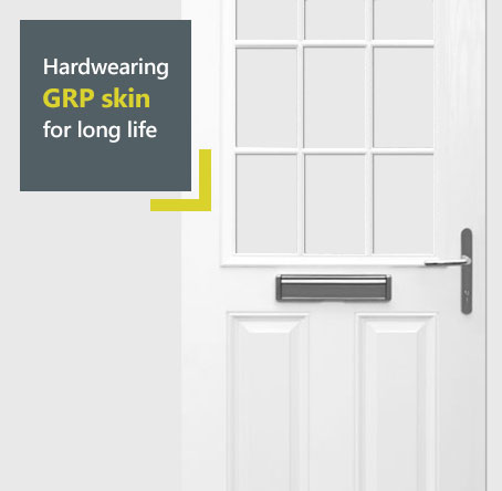 Door-stop composite door diagram - hardwearing GRP skin for long life