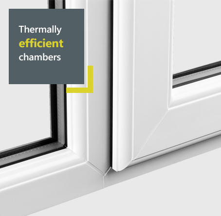 Rehau uPVC casement window with thermally efficient chambers