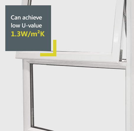 Smart aluminium casement window - can achieve low U-value of 1.3