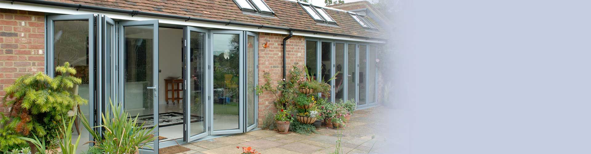 An aluminium b-fold door with large aperture